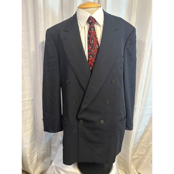 Vintage Canali Milano Mens XL Double-Breasted Wool & Nylon Blazer Jacket - Picture 1 of 10